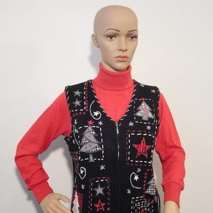 Erika Christmas Zip-up Sweater Vest